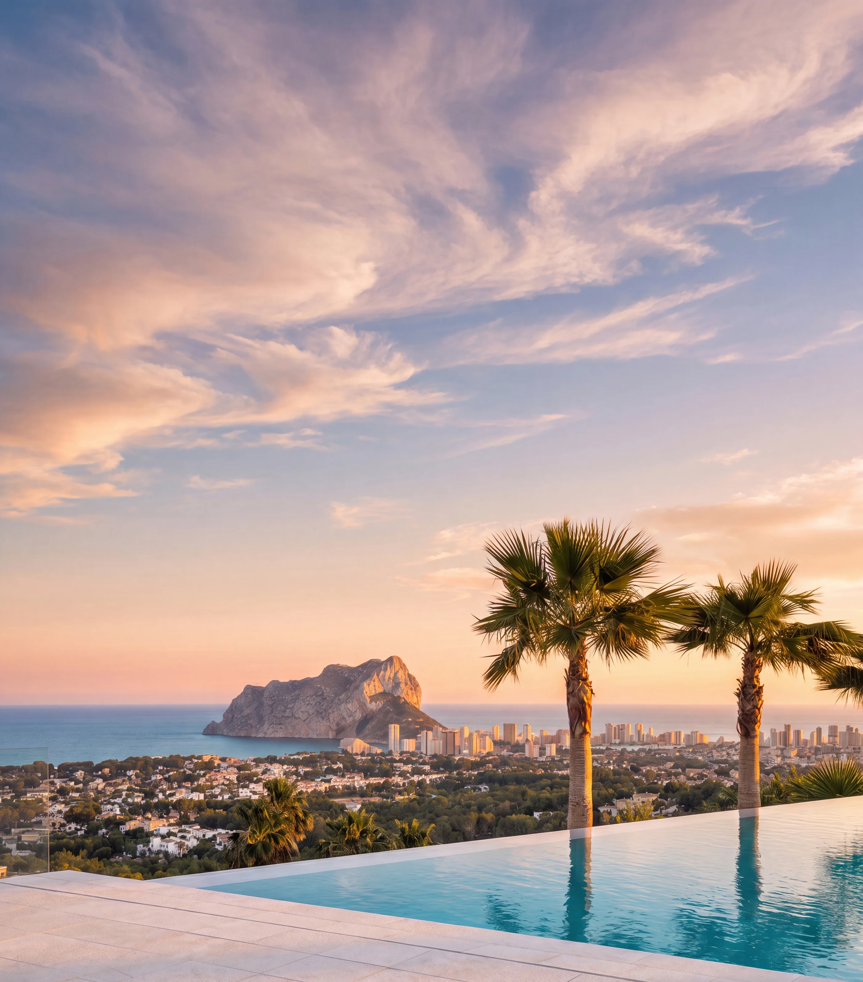 Sunset panorama across Calpe Bay