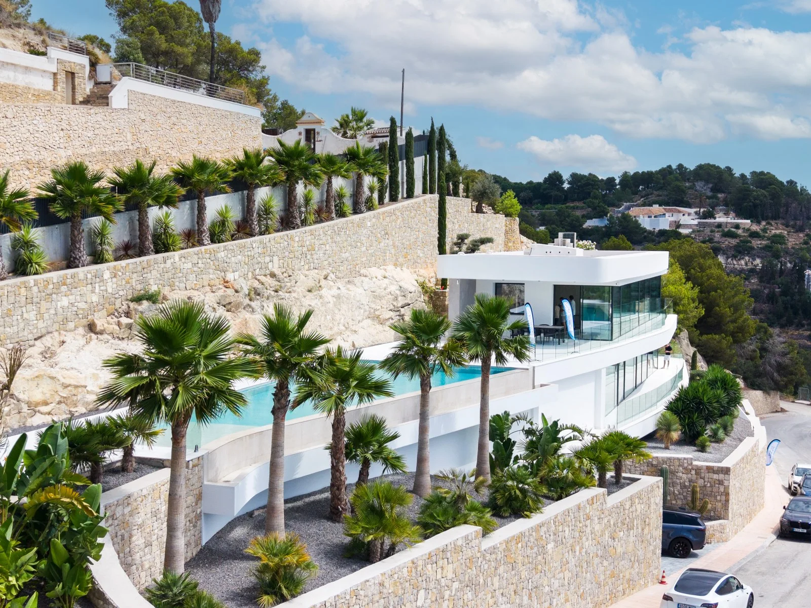 Aerial view of Bay View Villa and its pool terrace